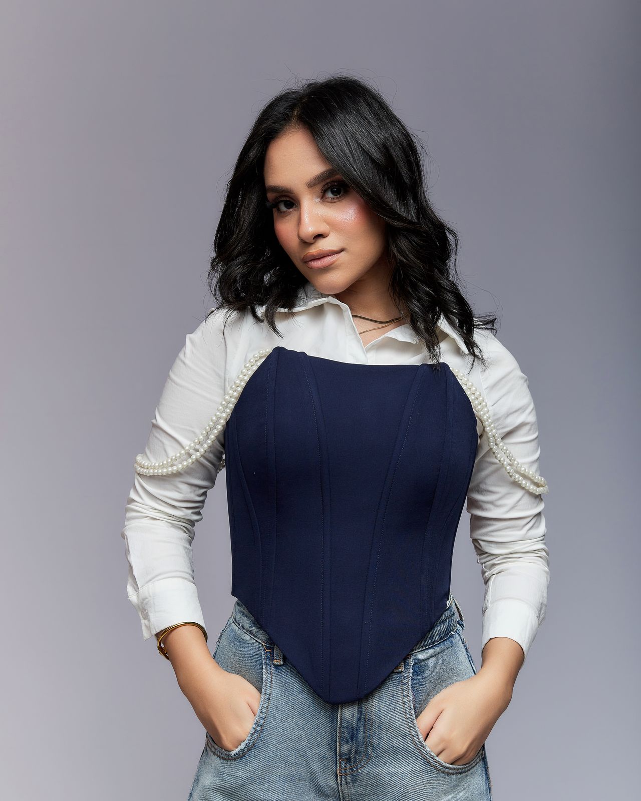 navy  plain corset